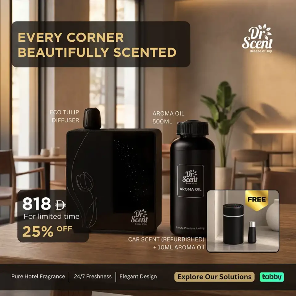 Eco Tulip Aroma Diffuser + Aroma Oil 500ml & FREE Car Scent Diffuser Set